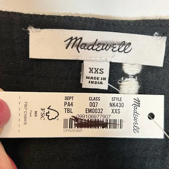 MADEWELL Lightspun Cuff Sleeve Button Front Tiered Mini Dress XXS SOLD - Picture 7 of 8